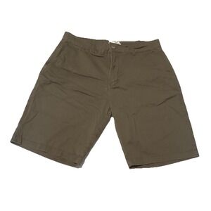 Free Planet Mens Stretch Chino Shorts With Pockets Mens Size 32 - Olive Green